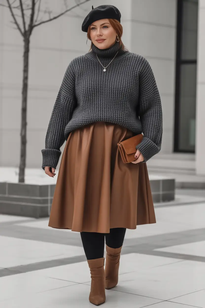 fall plus size outfits Parisian Chill Meets Modern Edge