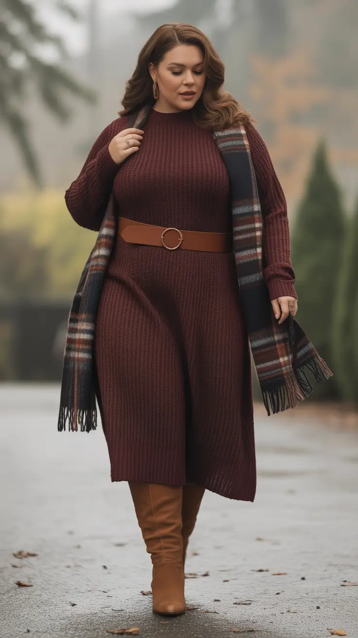 fall plus size outfits Mulberry Knits & Leaf-Strewn Afternoons
