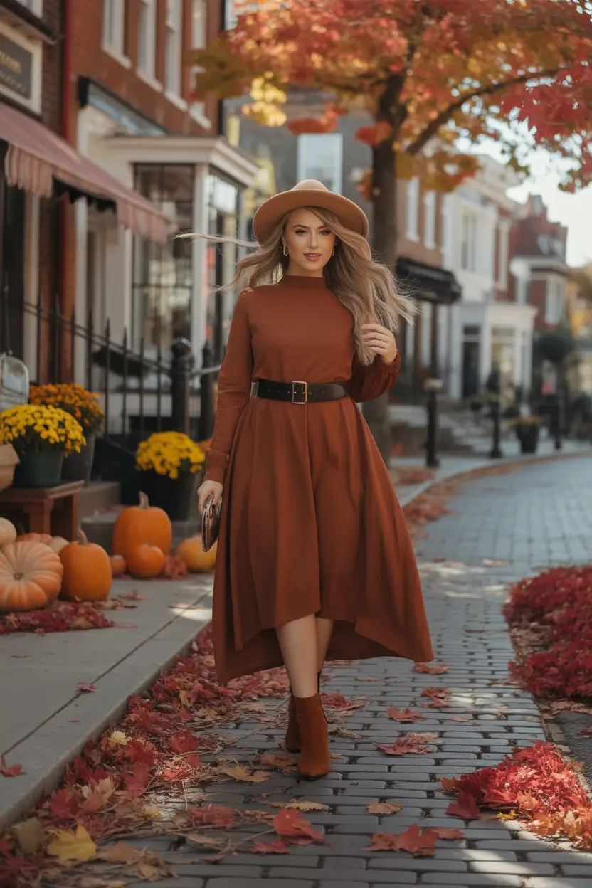 fall plus size outfits Effortless Elegance in Autumn Rust