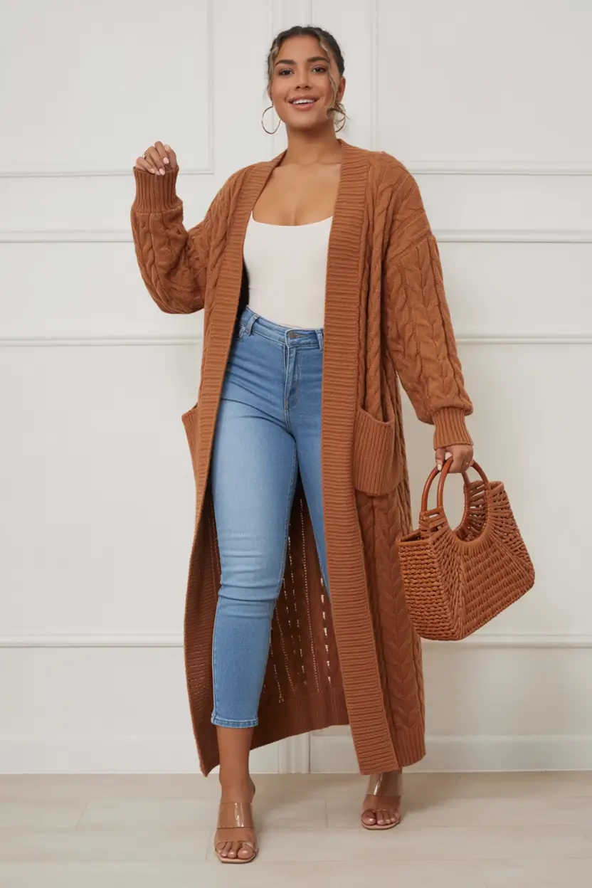 fall plus size outfits Warm Neutrals and Rich Texture Play