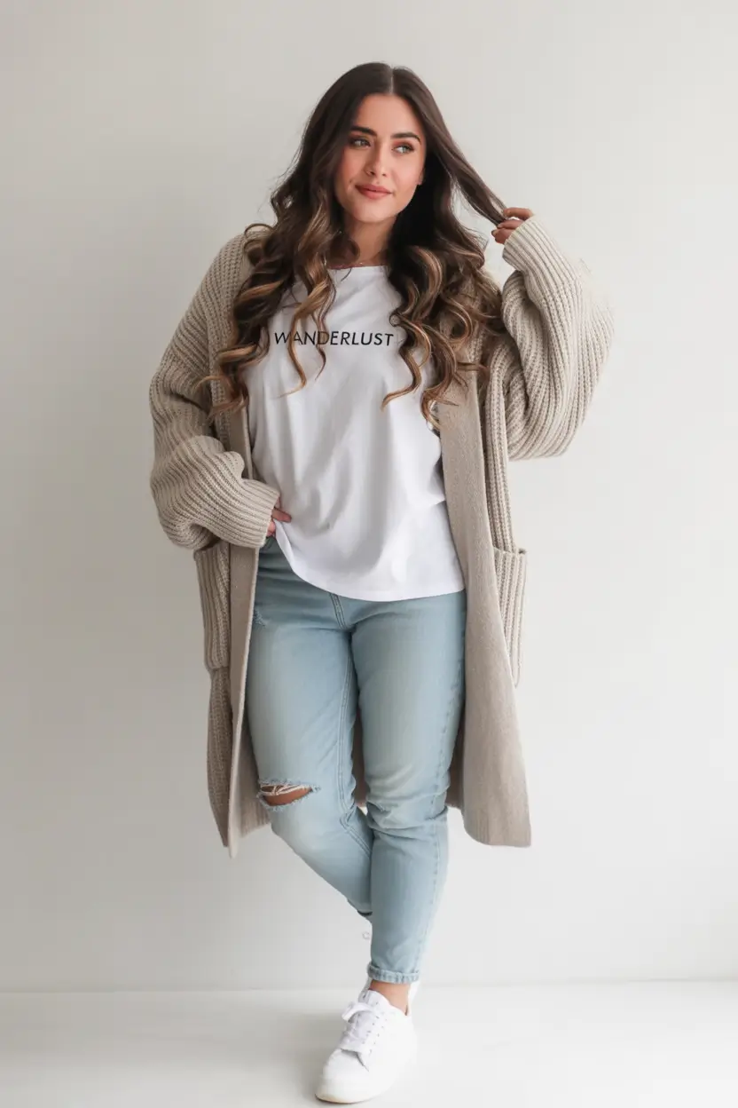 fall plus size outfits Soft Taupes for Wanderlust Weekends