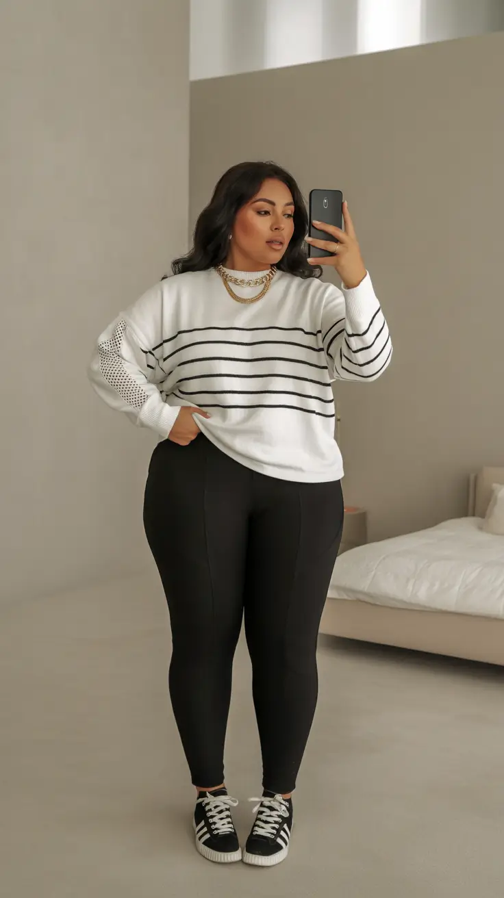 fall plus size outfits Monochrome Lines and Streetwear Vibes