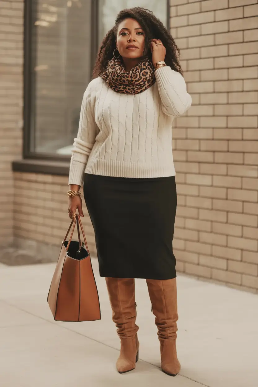 fall plus size outfits Effortlessly Warm: Sweater Weather Meets Sleek Style