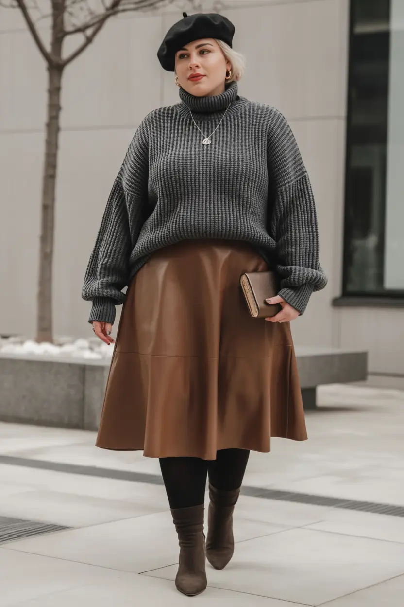 cute fall outfits for women Parisian Ease with a Leather Skirt