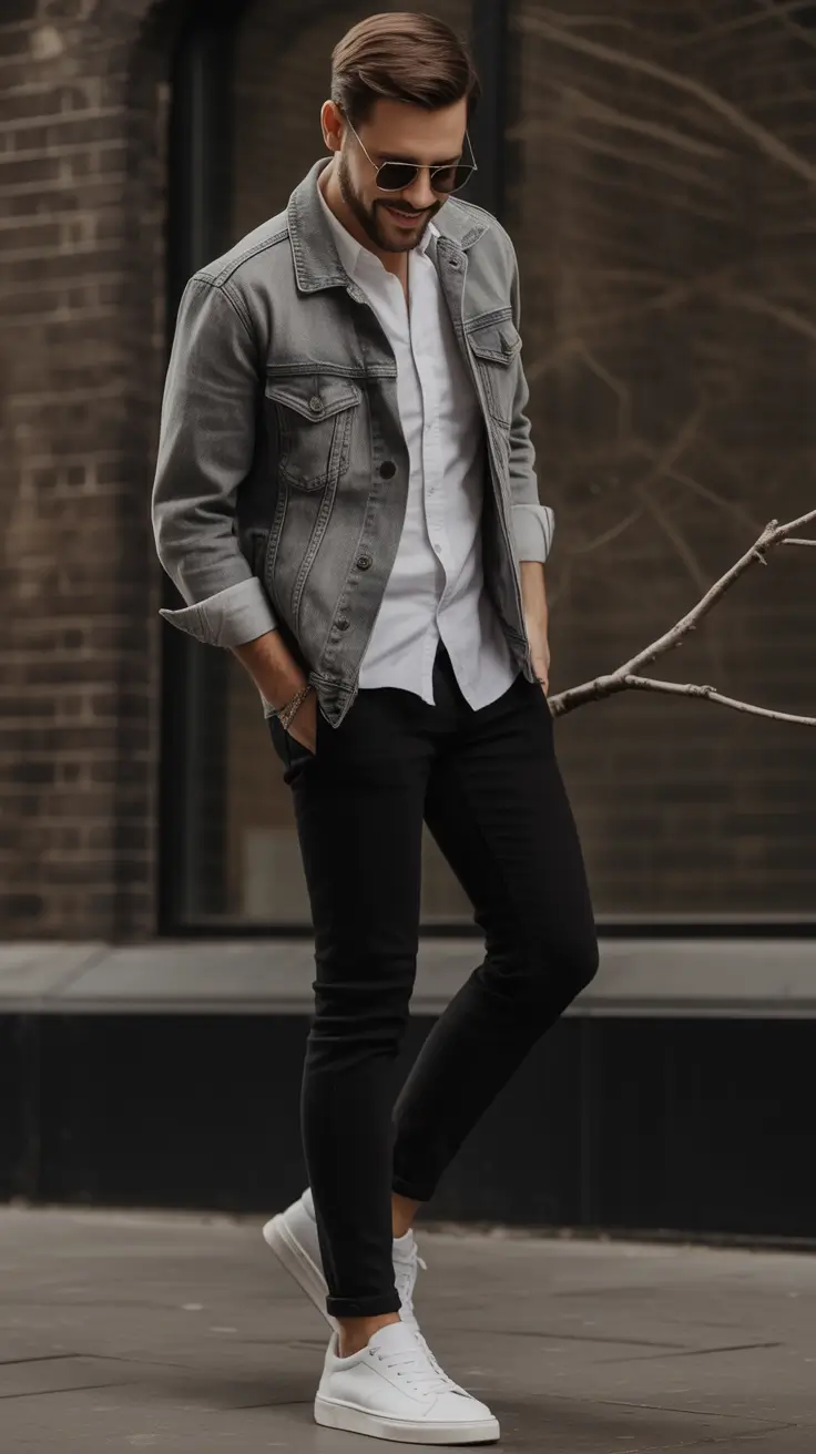 fall business casual outfits for men Denim Meets Office Edge