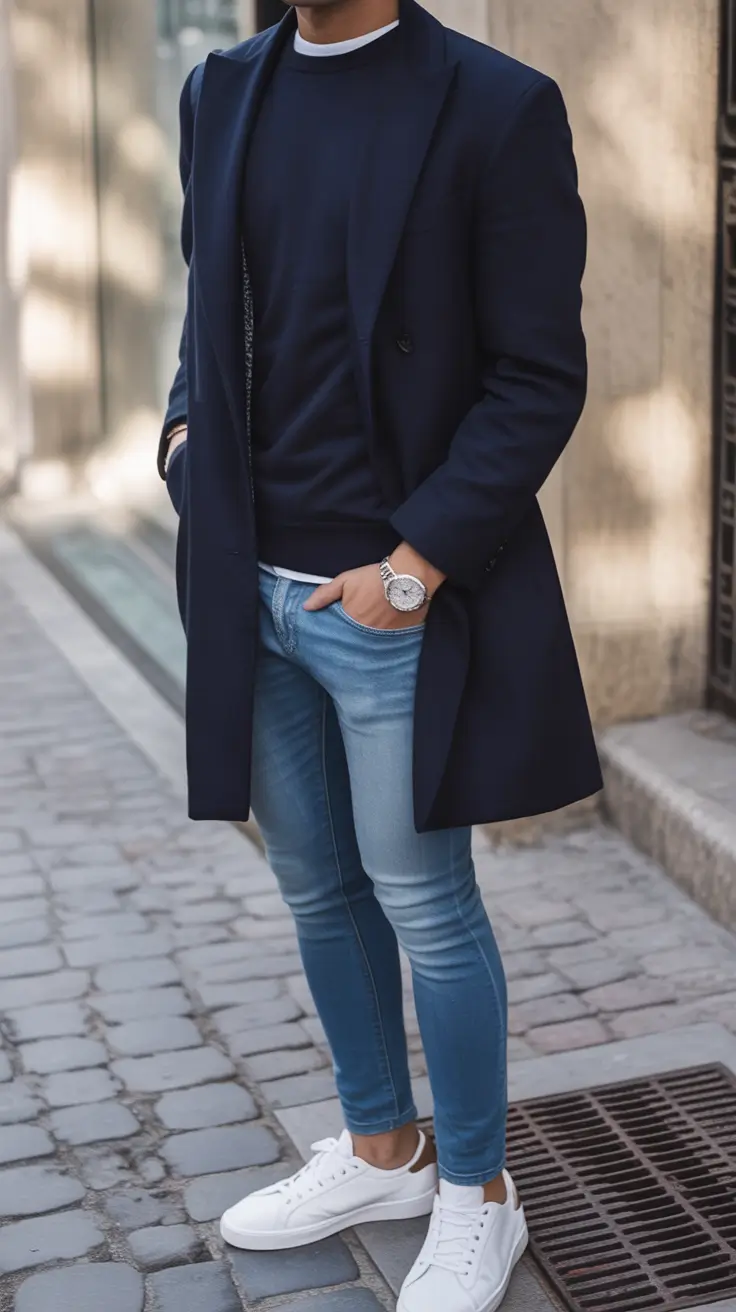 fall business casual outfits for men Tailored Navy with a Twist