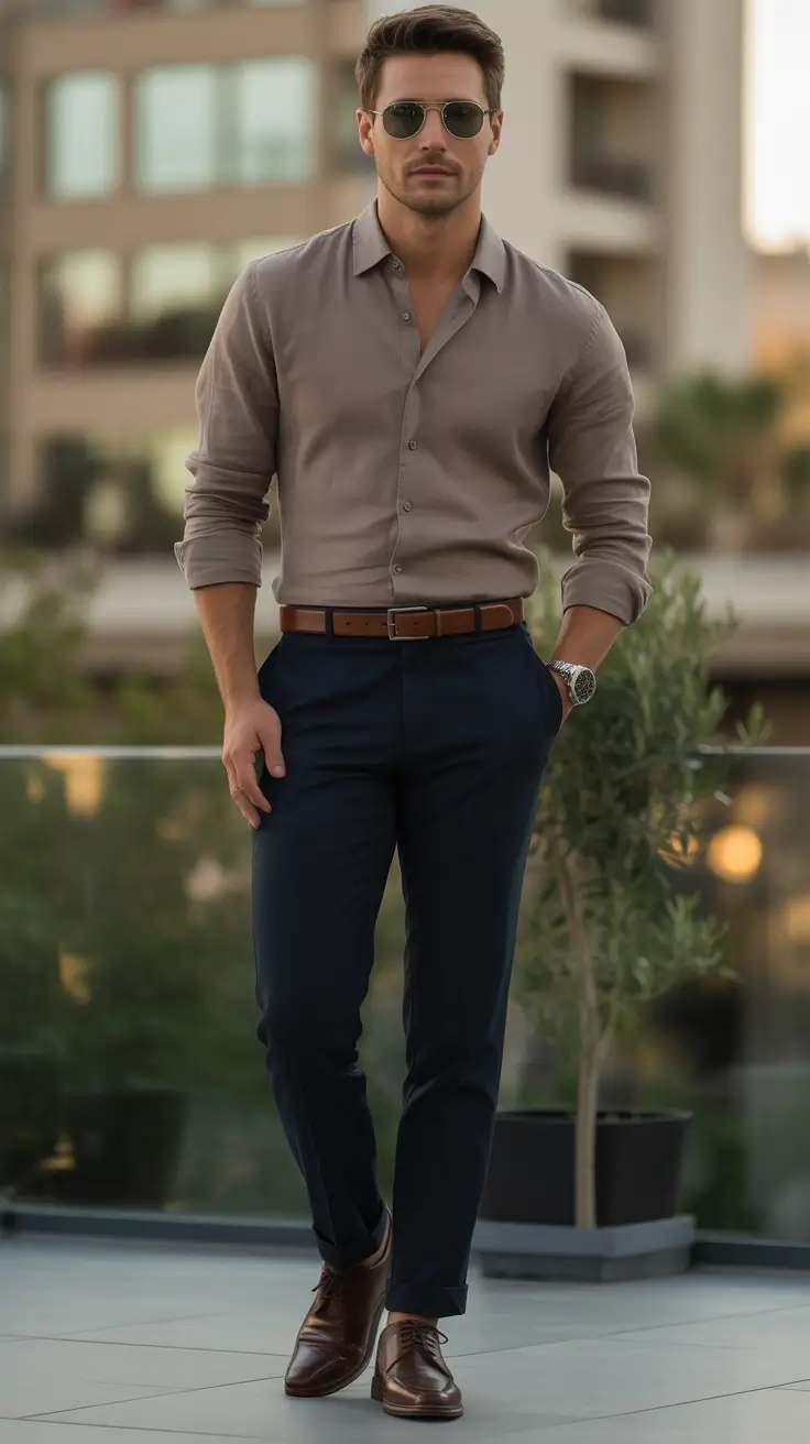 fall business casual outfits for men Warm Tones and Clean Lines