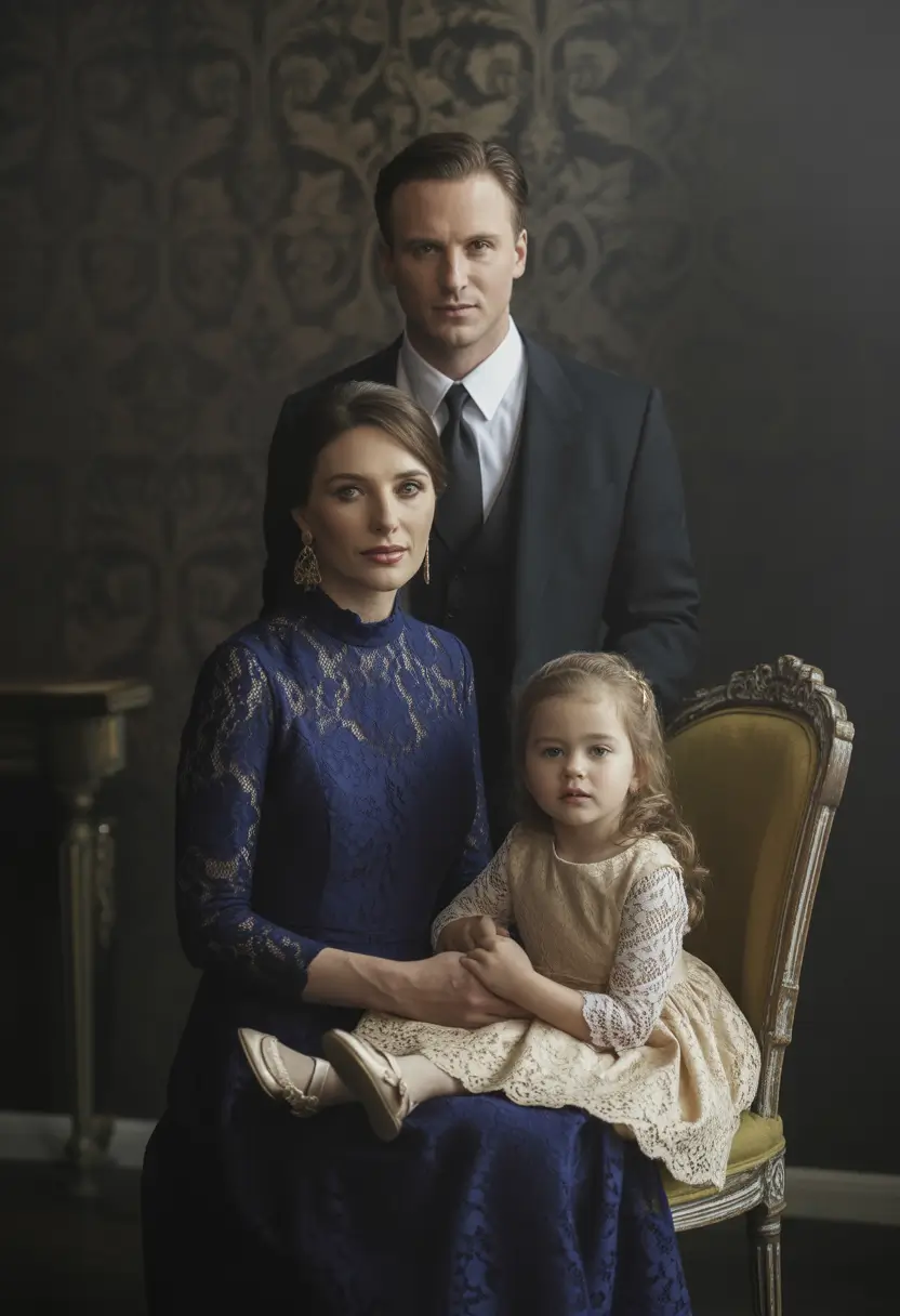 Fall outfits for Family Pictures 2025 Classic Elegance in Navy and Lace
