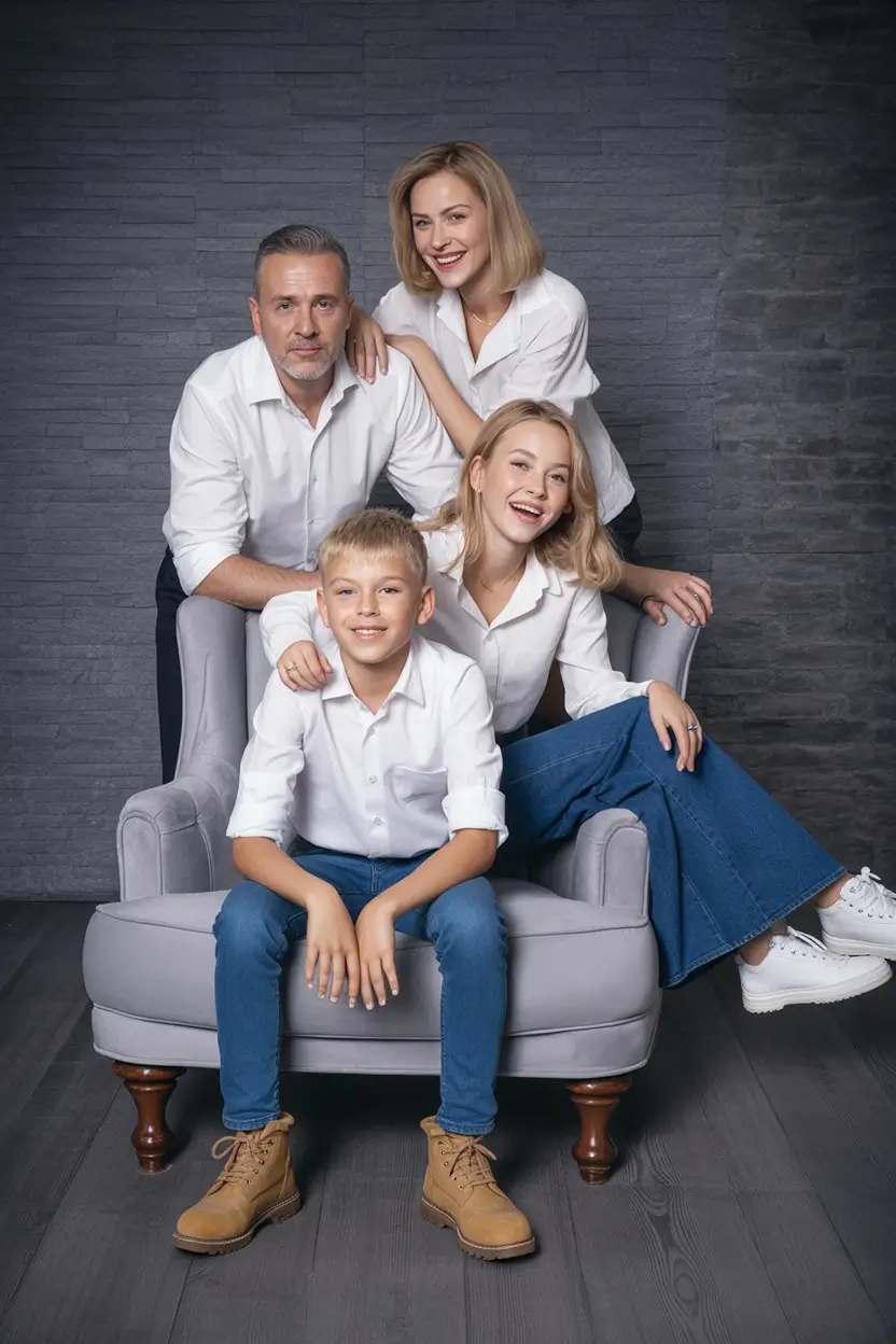 Fall outfits for Family Pictures 2025 Fresh and Polished in Denim and White