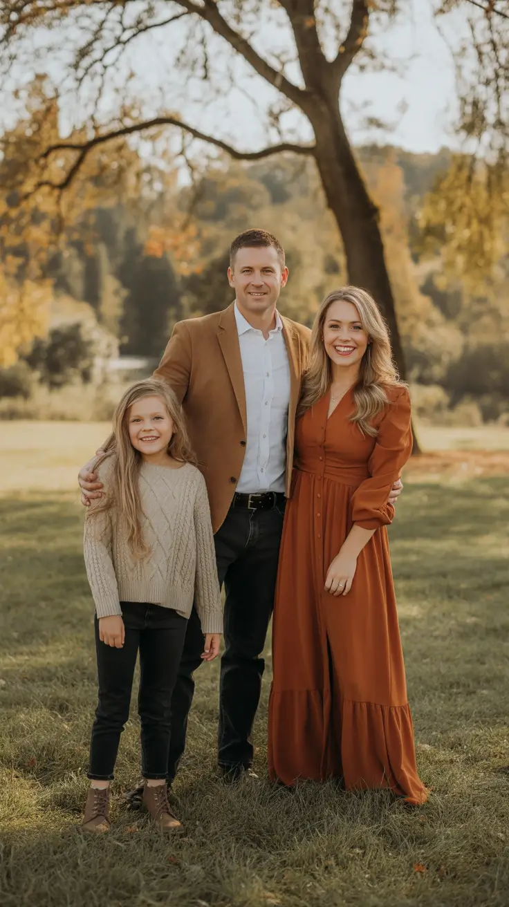 Fall outfits for Family Pictures 2025 Harvest Harmony with Rich Rust