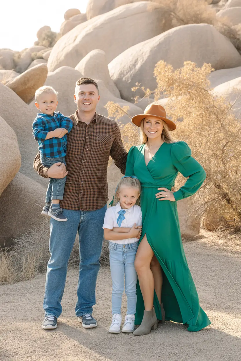Fall outfits for Family Pictures 2025 Pop of Color in the Desert