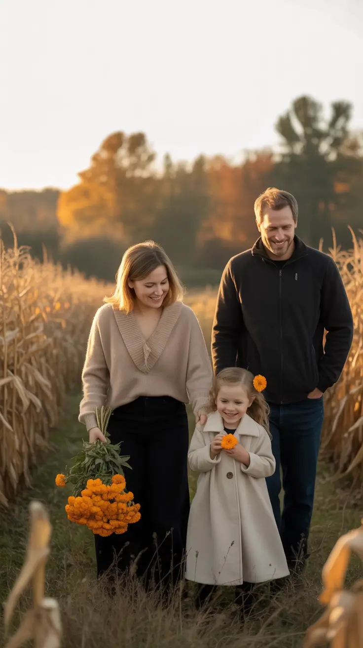 Fall outfits for Family Pictures 2025 Soft Neutrals with a Marigold Pop