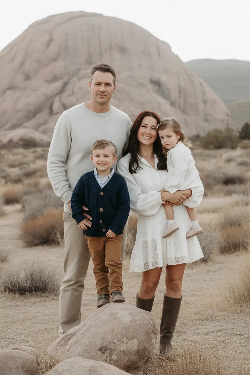 Fall outfits for Family Pictures 2025 Earthy Elegance in White and Navy