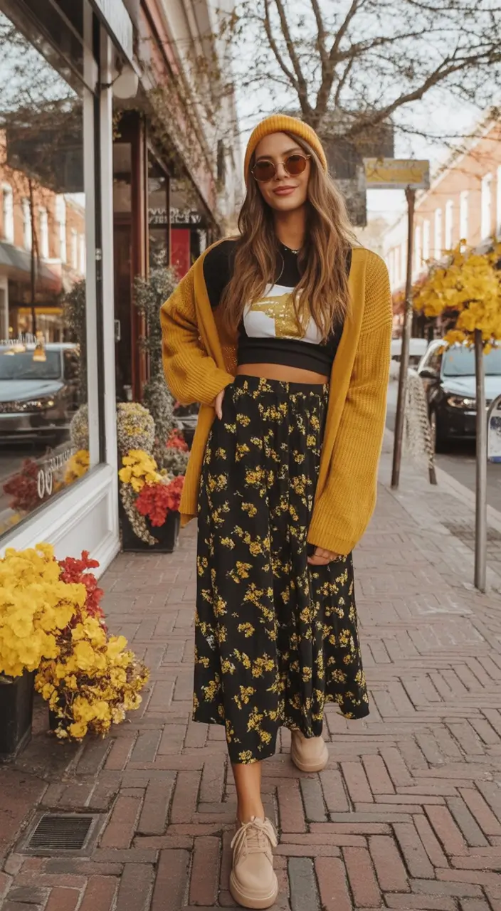 fall fashion inspo for women Sunflower Energy Meets Streetwear Edge