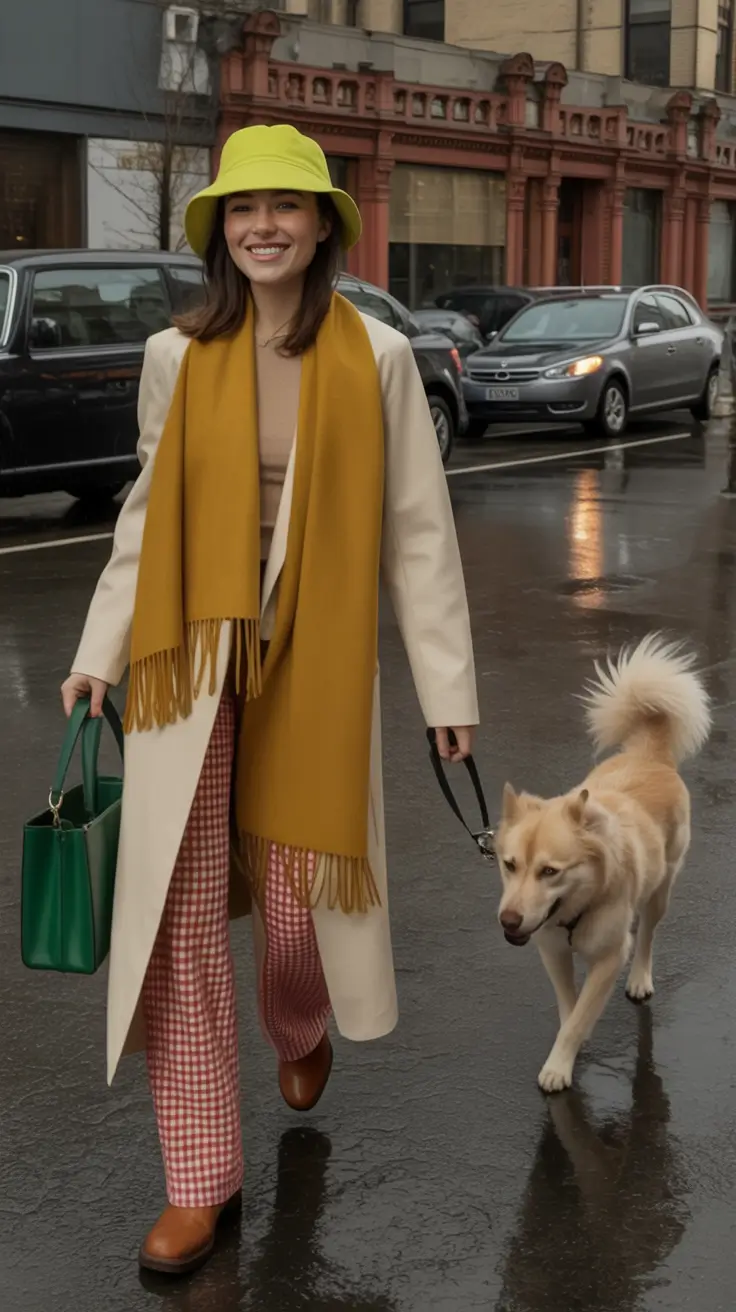 fall fashion inspo for women Gingham & Sunshine on a Rainy Day