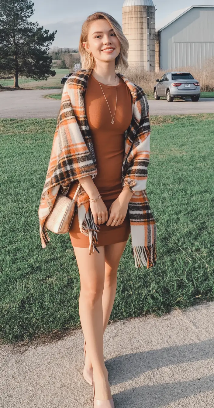 fall fashion inspo for women Pumpkin Spice and Plaid Perfection