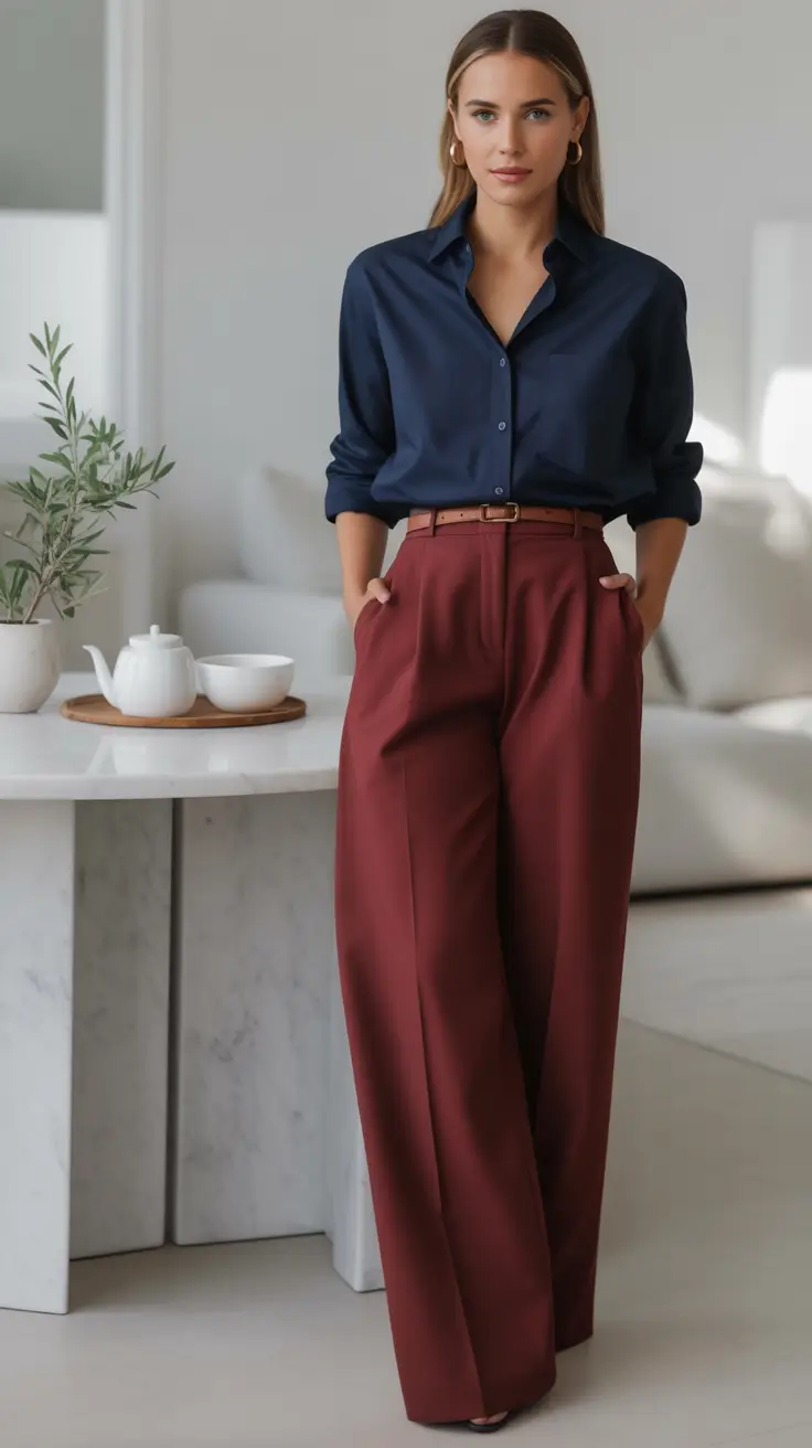 fall outfits for women over 30 Wine Tones & Navy: The New Neutrals
