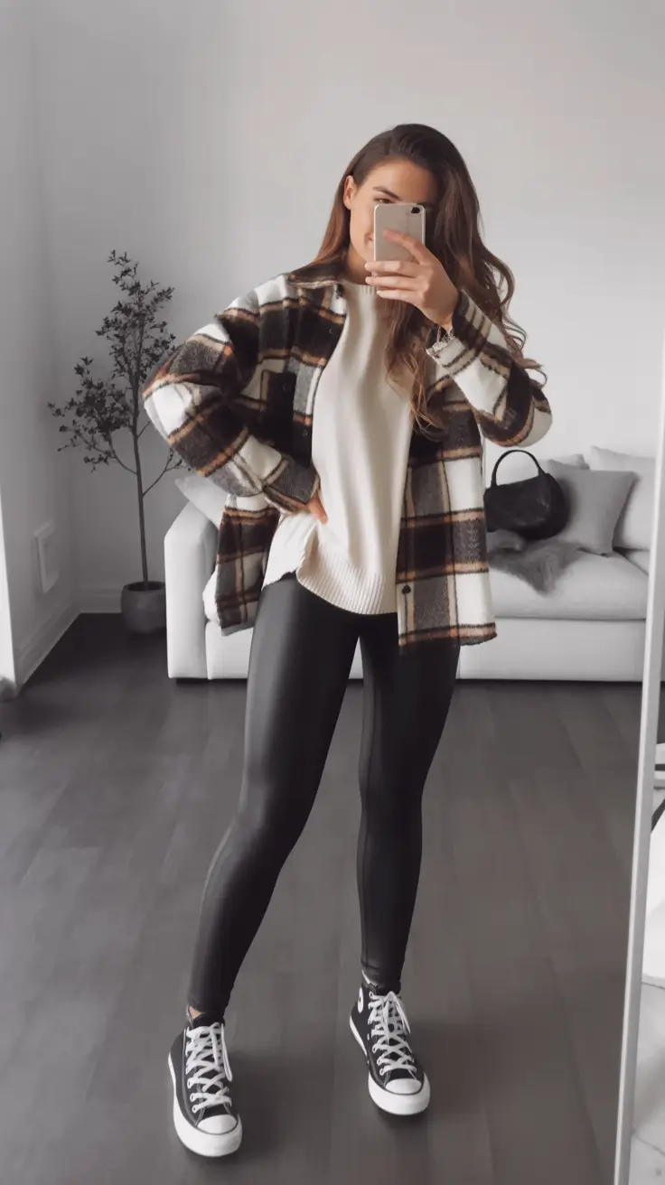 fall outfits for women over 30 Urban Plaid Meets Street Chic