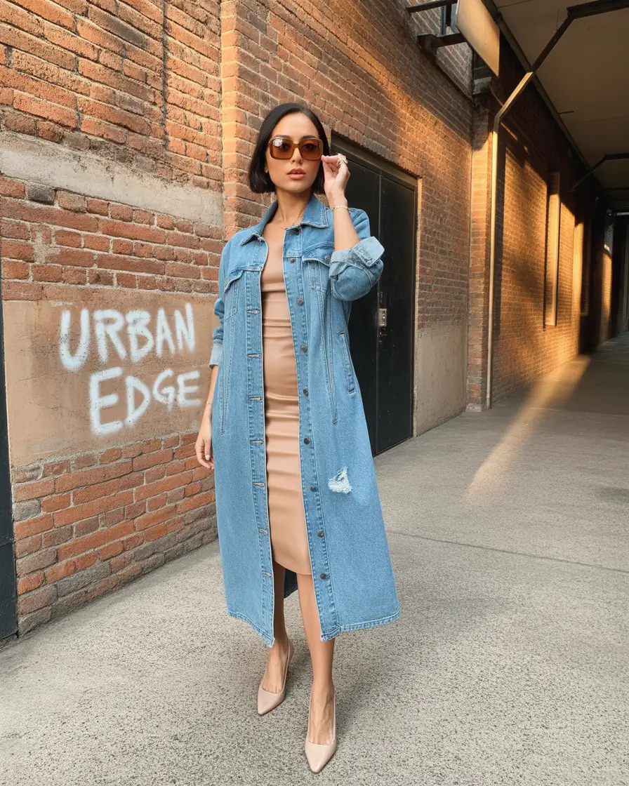fall outfits for women over 30 Denim Duster, Reimagined