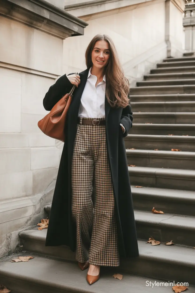 fall outfits for women over 30 Classic Checks & the Return of Smart Trousers