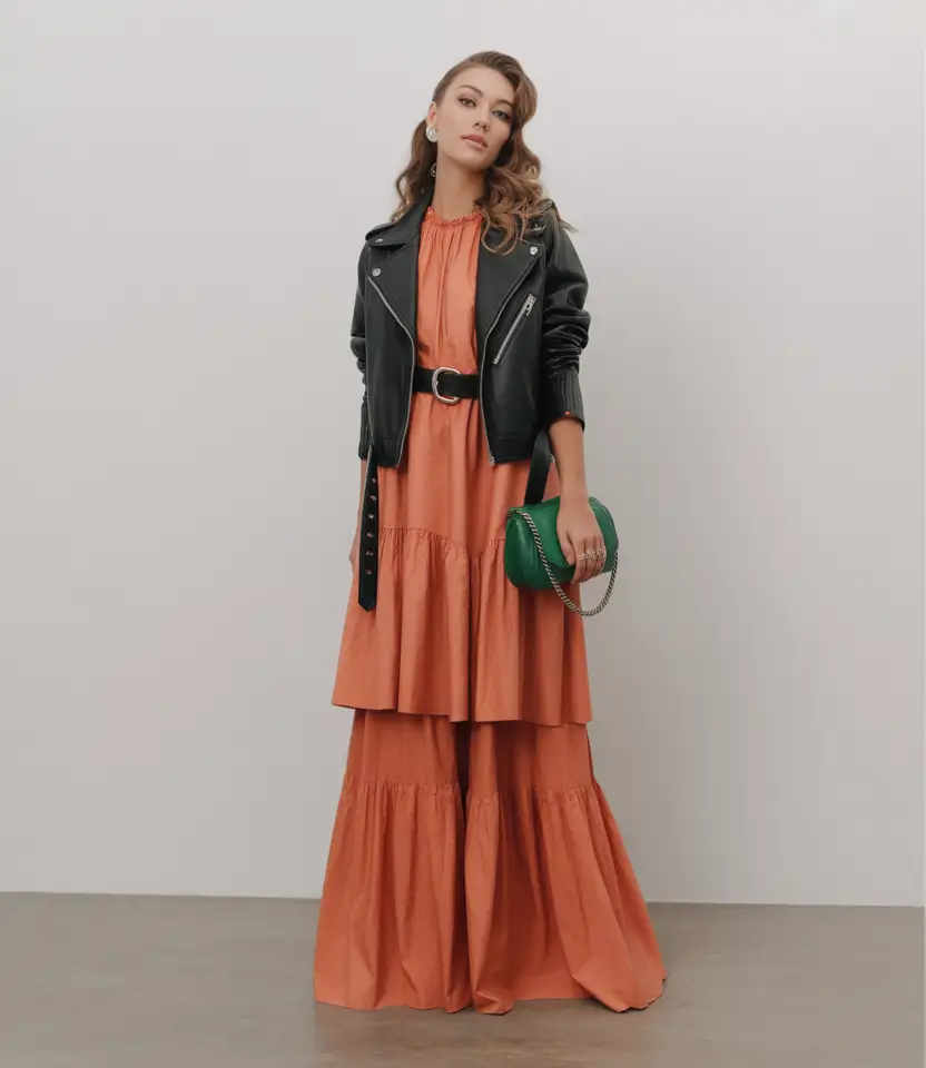 summer to fall transition outfits Tiered Drama Meets Rocker Edge
