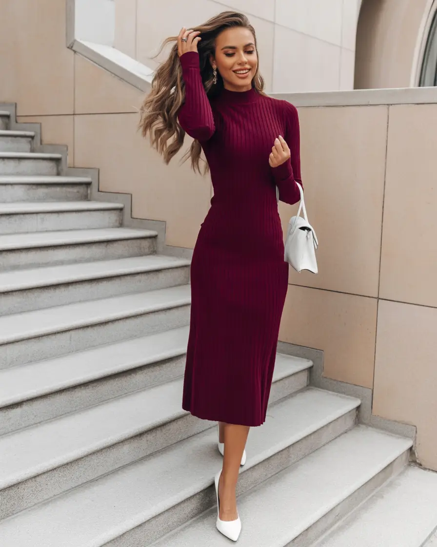 summer to fall transition outfits Wine-Toned Elegance With Minimal Fuss