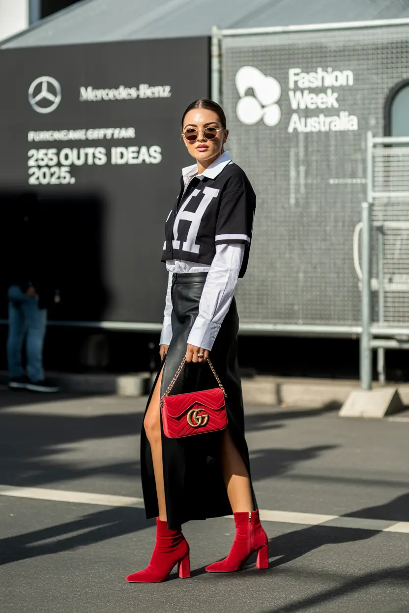 summer to fall transition outfits Runway-Ready With a Graphic Punch