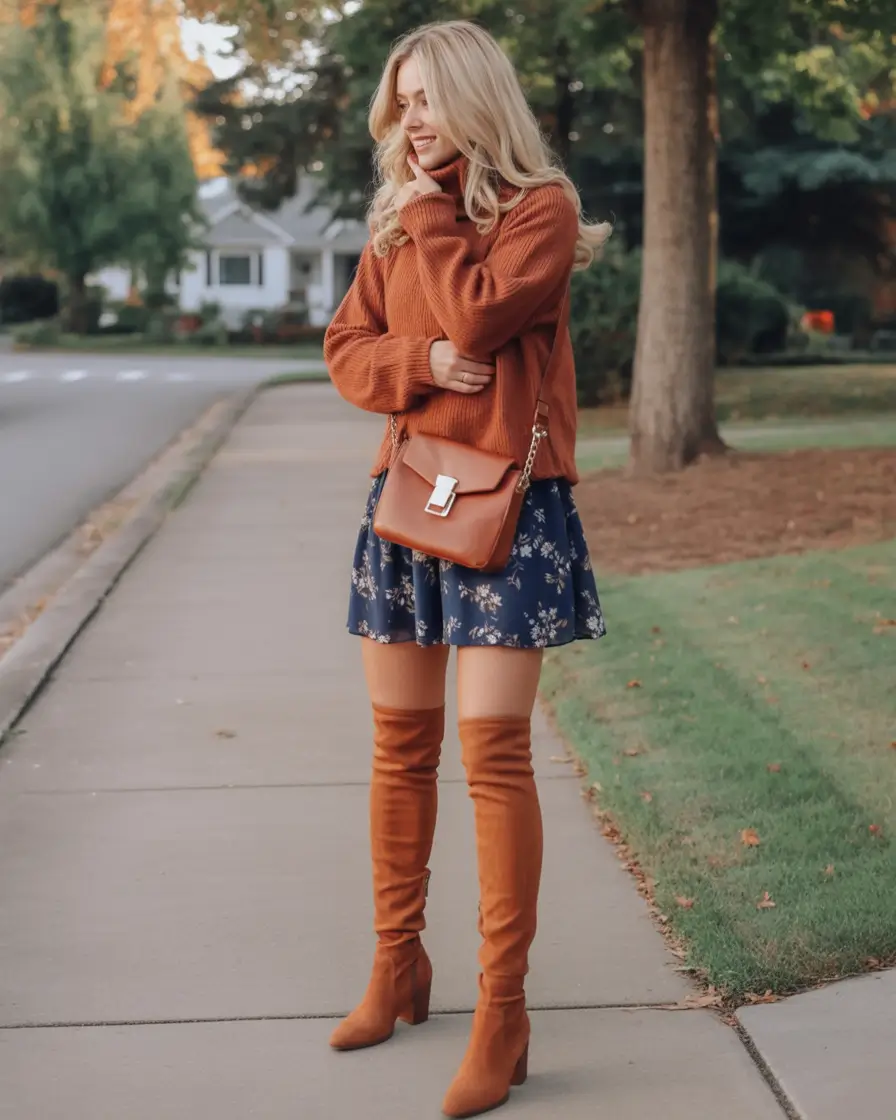 autumn outfits 2025 Playful Layers and Thigh-Highs