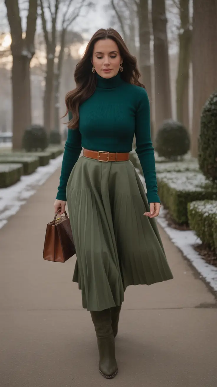 autumn outfits 2025 Forest Elegance with a Twirl