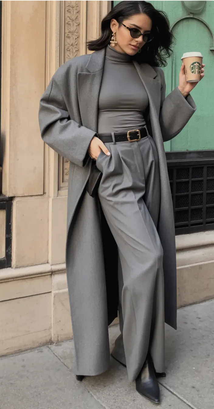 autumn outfits 2025 Monochrome Power Play