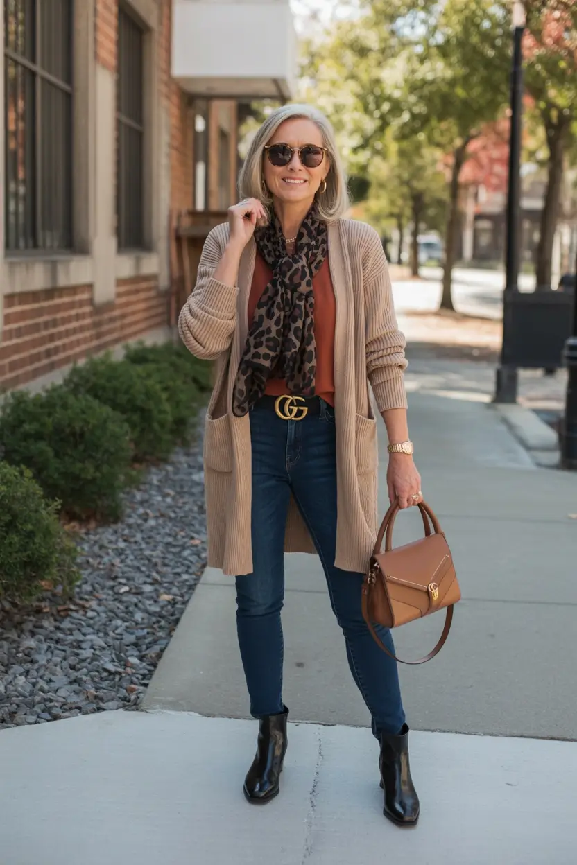 fall-outfits-for-women-over-50-Cardigan-Cool-with-a-Leopard-Punch