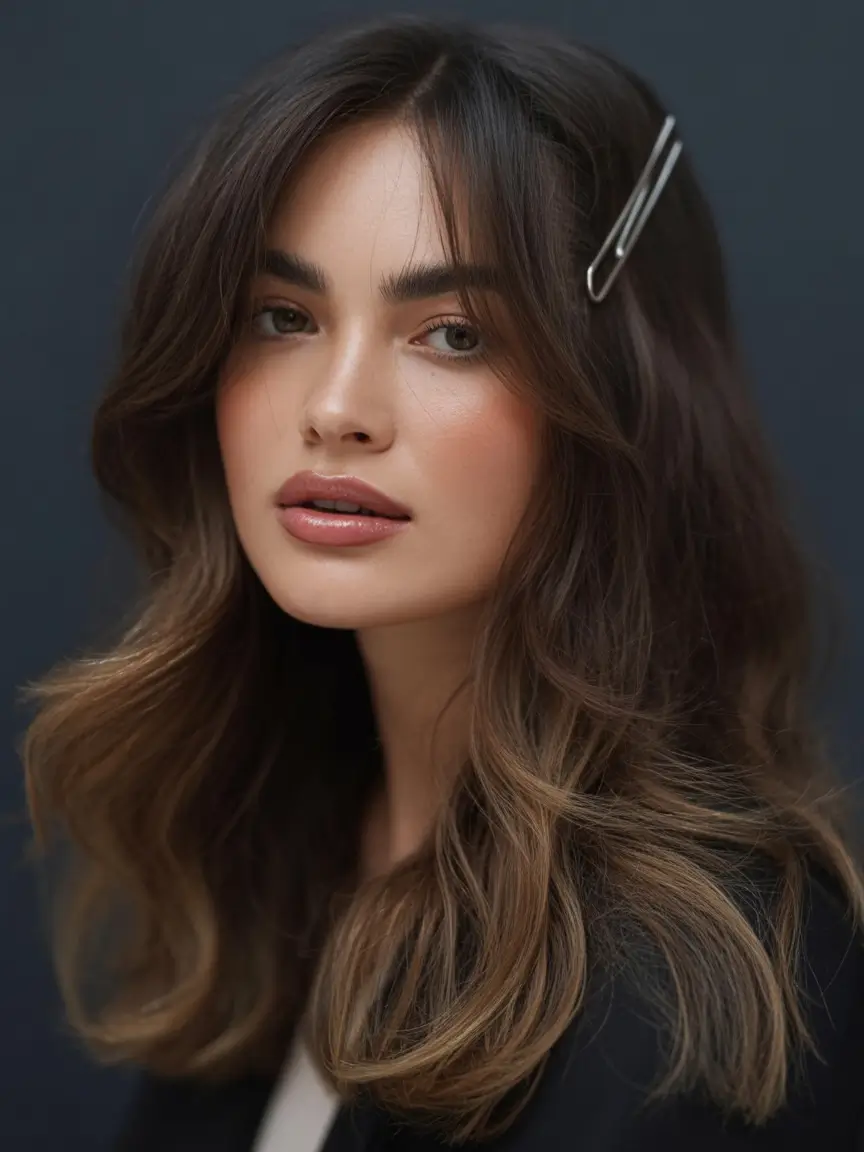 Fall brown hair color Walnut Rooted Flow with Soft Golden Ends