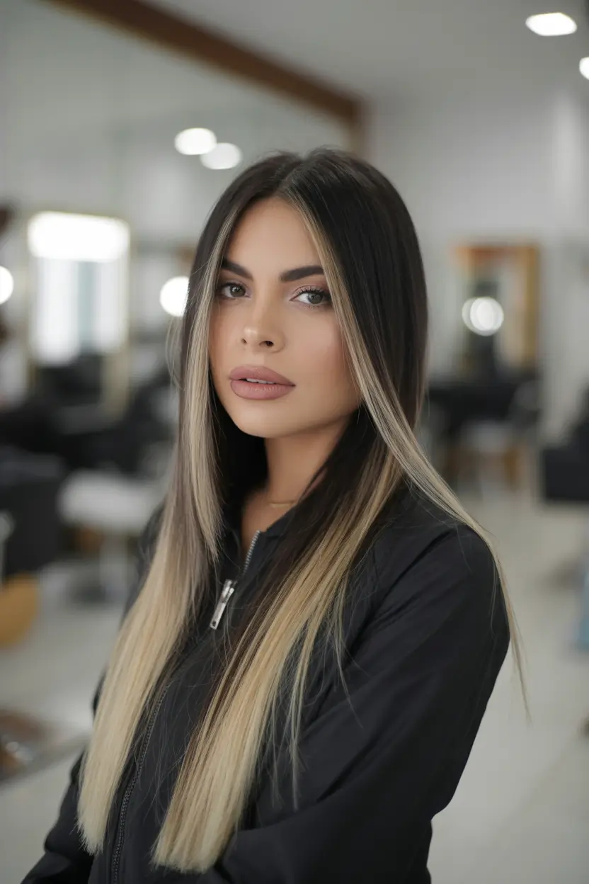 Fall brown hair color Cool Blonde Ends on Espresso Sleek