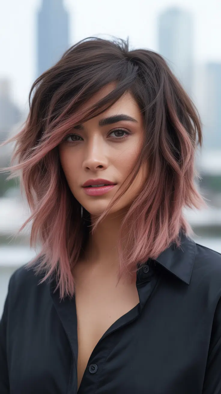Fall brown hair color Rosewood Textured Bob