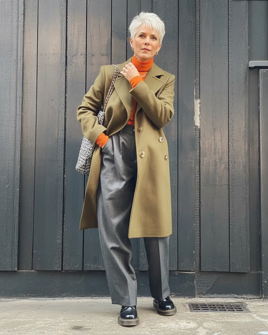 cute fall outfits for women over 60+Spiced Orange and Structured Grey: The Bold Classic Reimagined