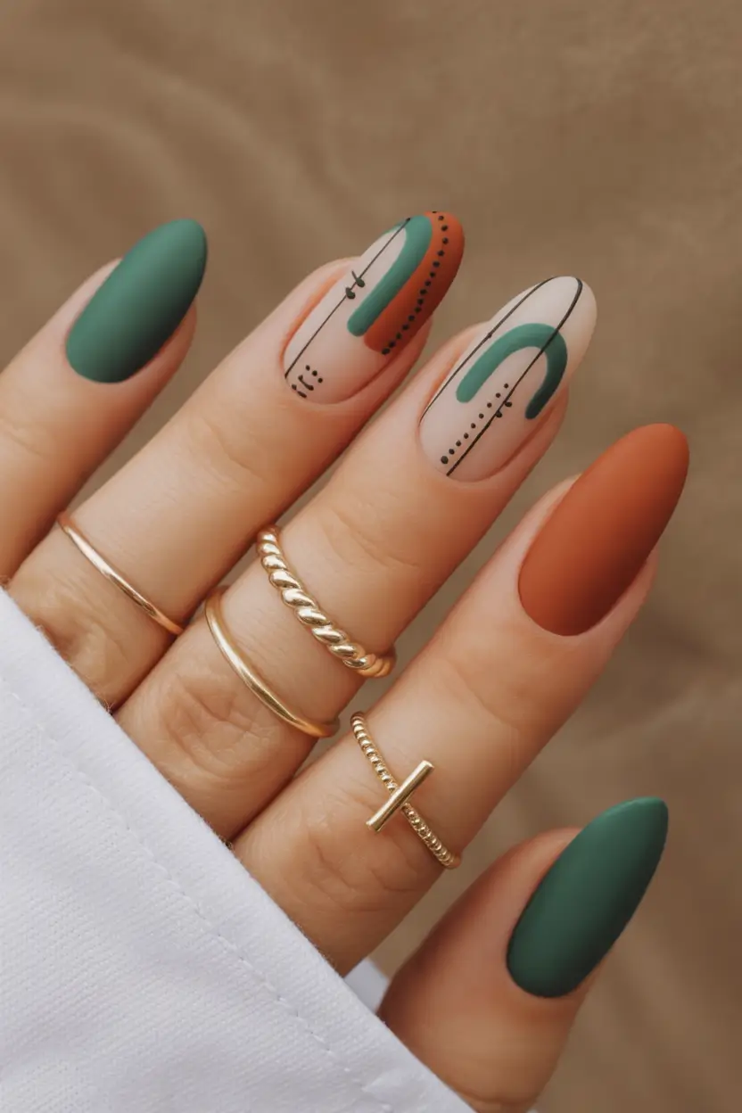 August nails design Modern Desert Geometry