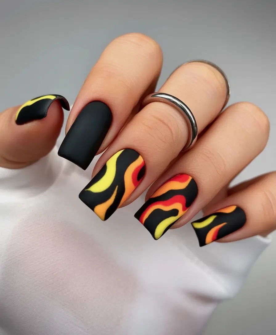 August nails design Molten Lava Drama