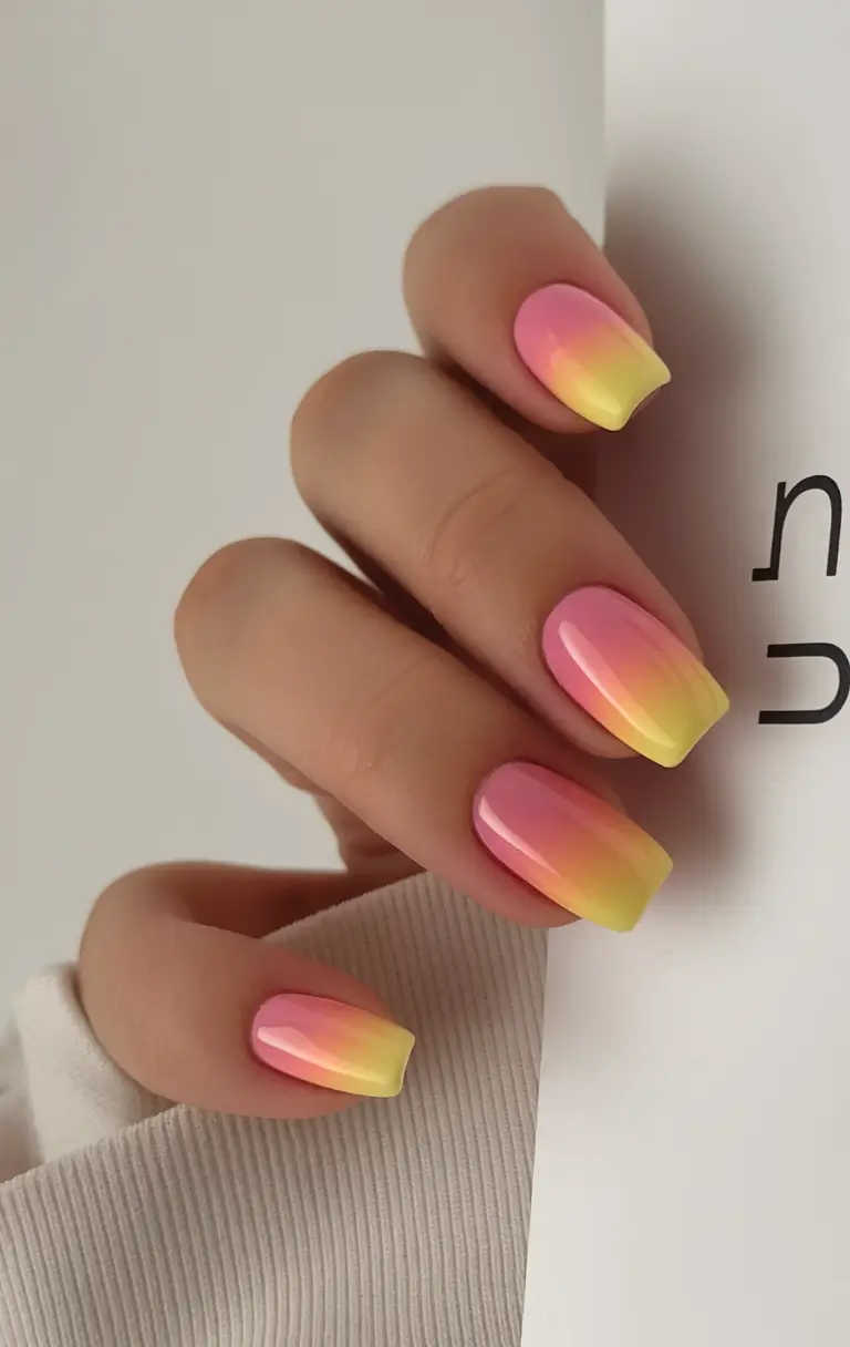 August nails design Sunset Sherbet Ombré