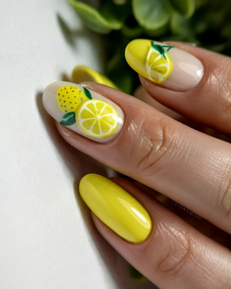 August nails design Zesty Lemon Pop