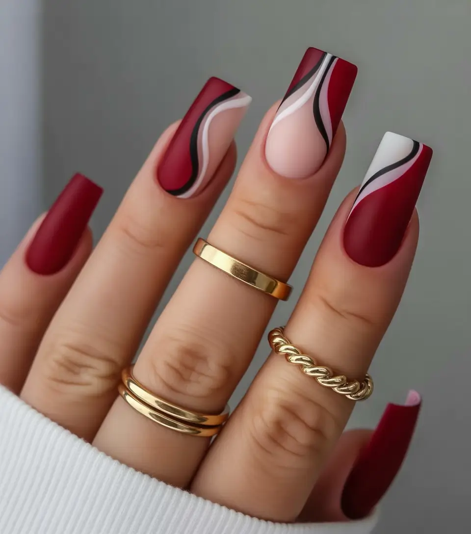 August nails design Berry Swirl Elegance