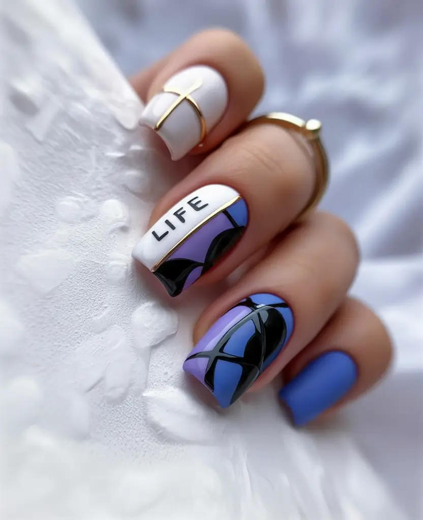 August nails design Minimalist Pop Art with a Message