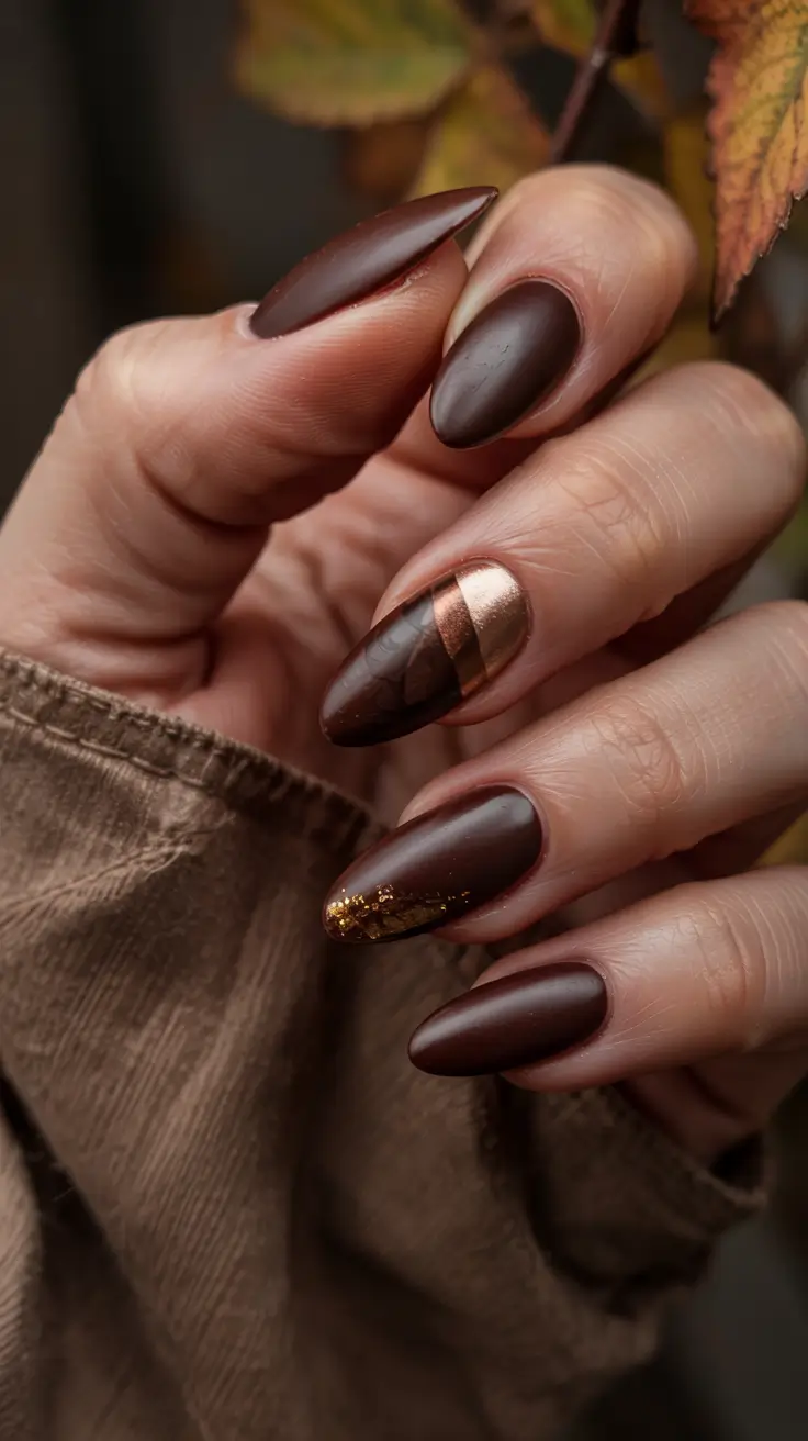 August nails color Cocoa Foil Luxe