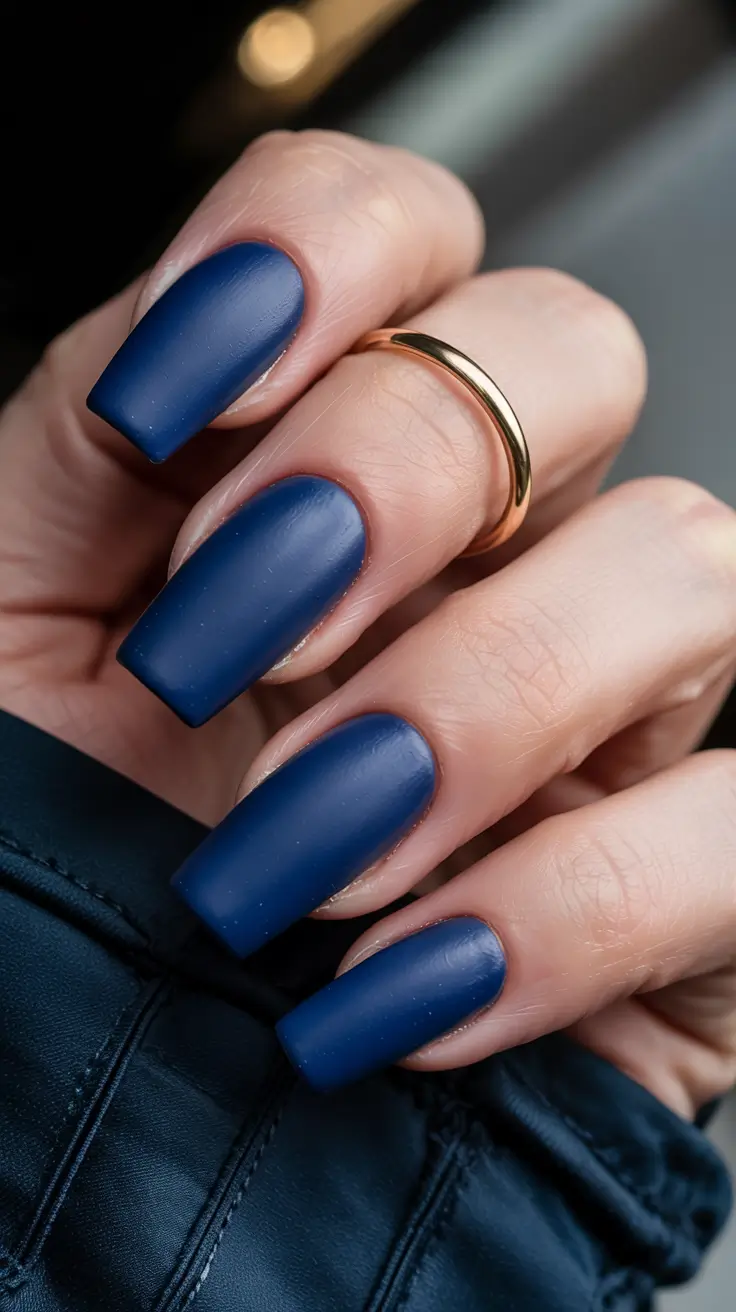 August nails color Deep Matte Navy