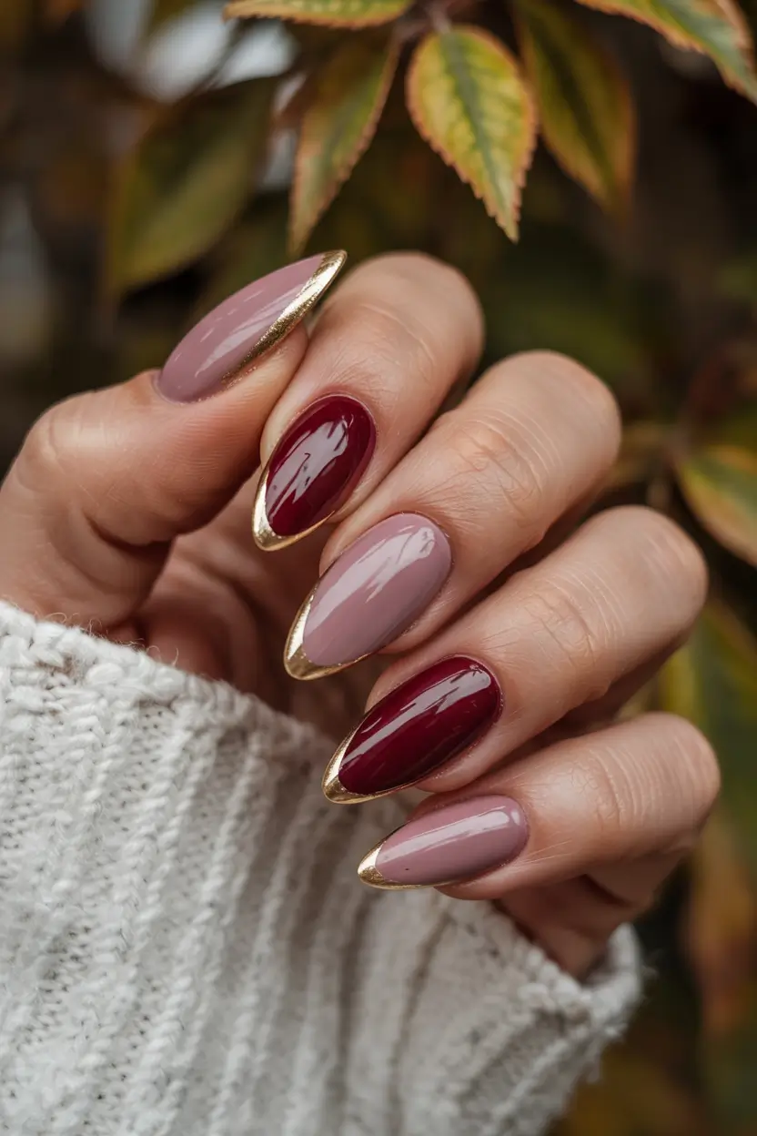 August nails color Berry and Blush Luxe