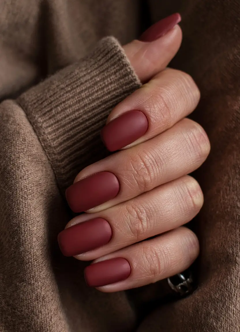 August nails color Matte Berry Square