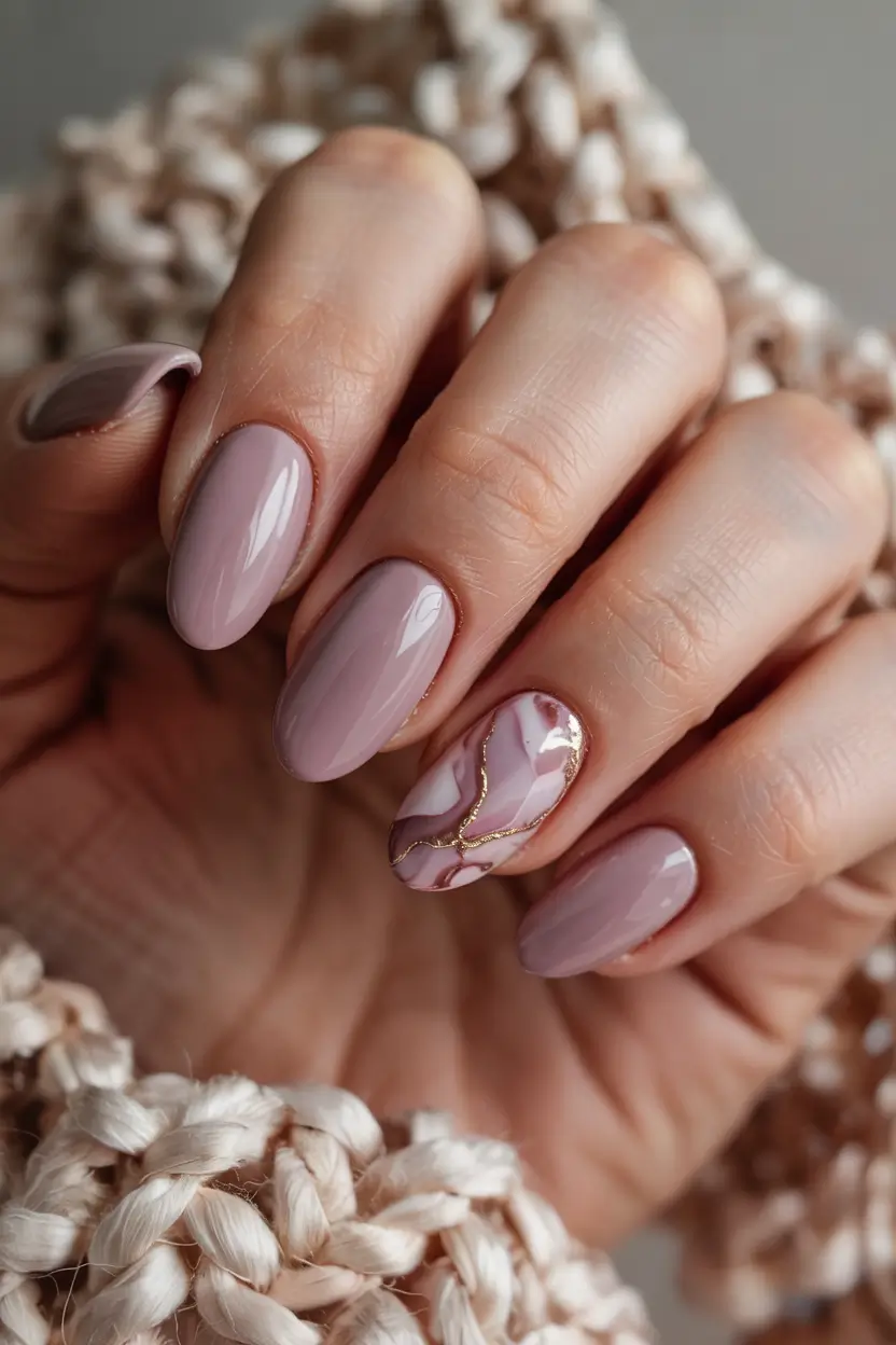 August nails color Soft Mauve Marble