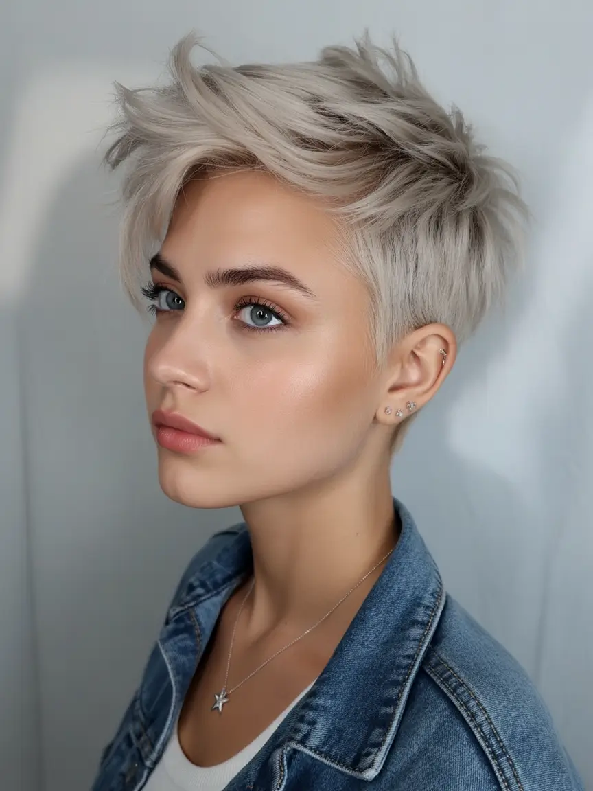 Fall Hair Colors for Cool Skin Tones Silver-Cloud Textured Crop