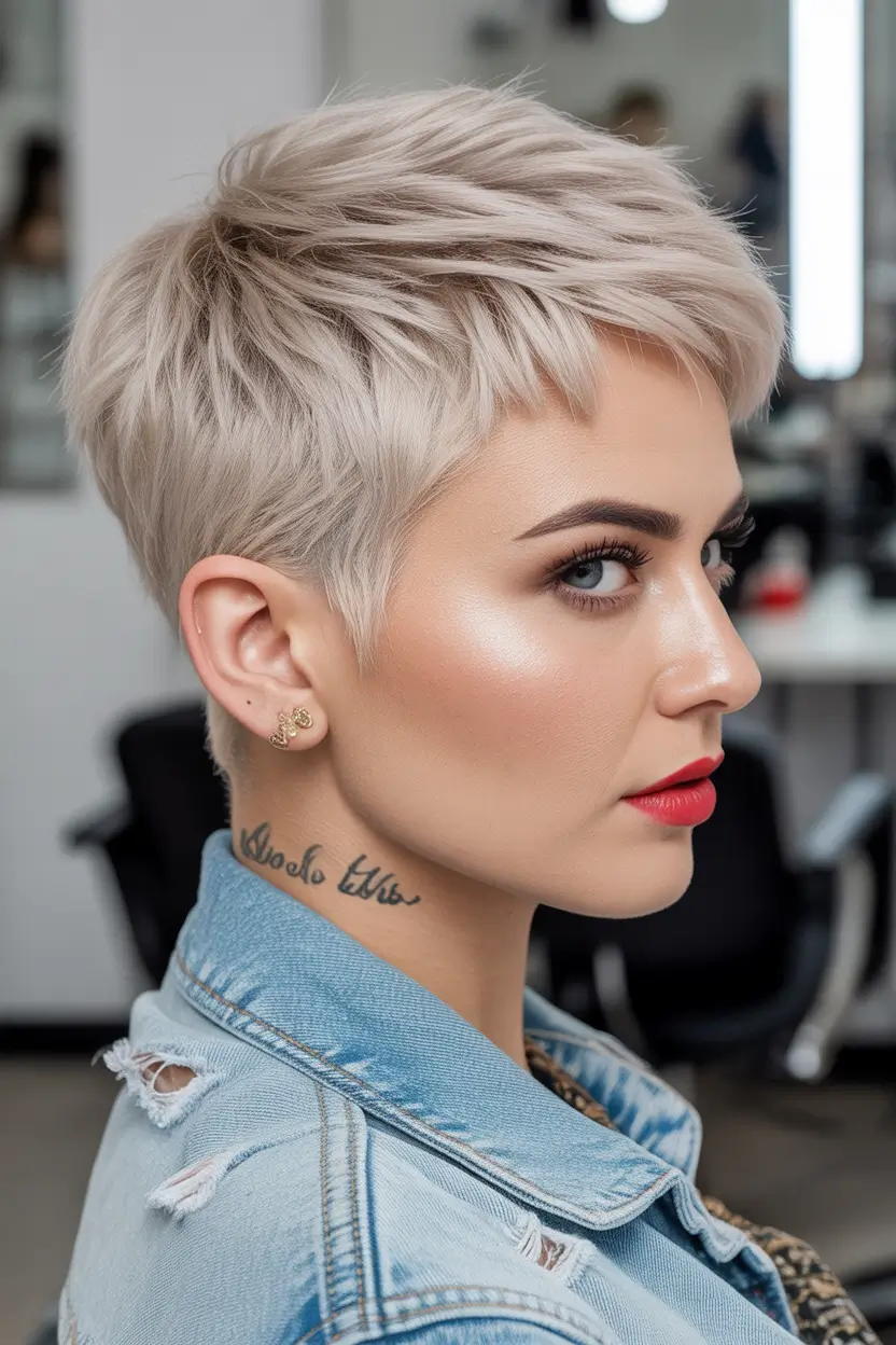 Fall Hair Colors for Cool Skin Tones Frozen Platinum Buzzed Crop