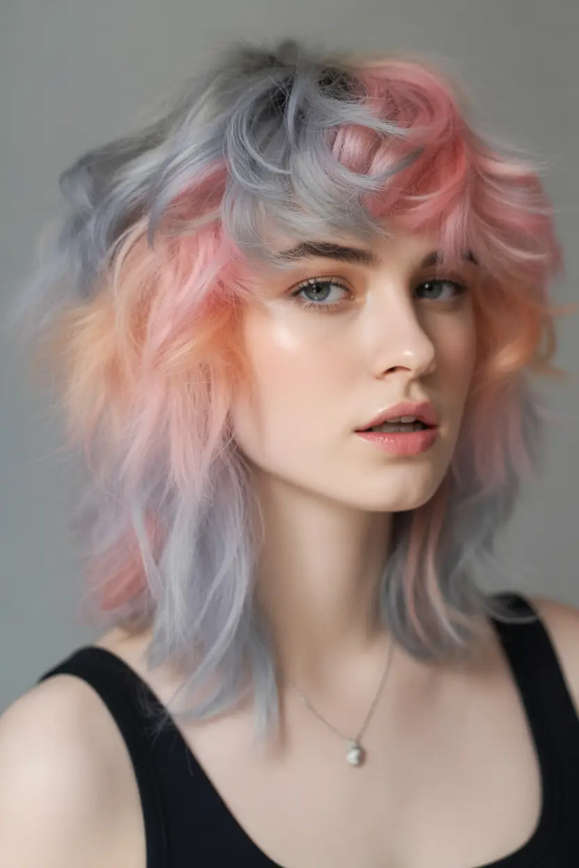 Fall Hair Colors for Cool Skin Tones Peach Sherbet and Lavender Cloud Layers