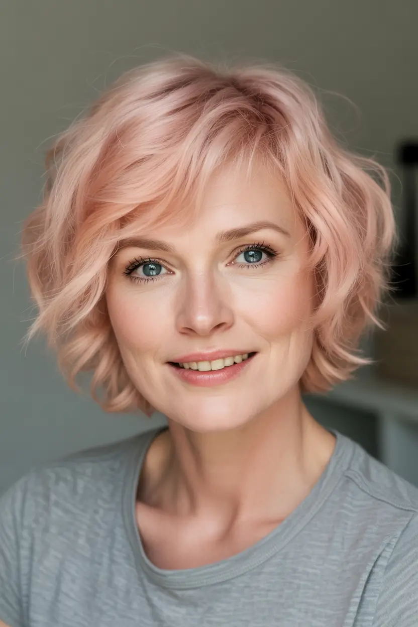 Fall Hair Colors for Cool Skin Tones Dusty Rose Tousled Bob